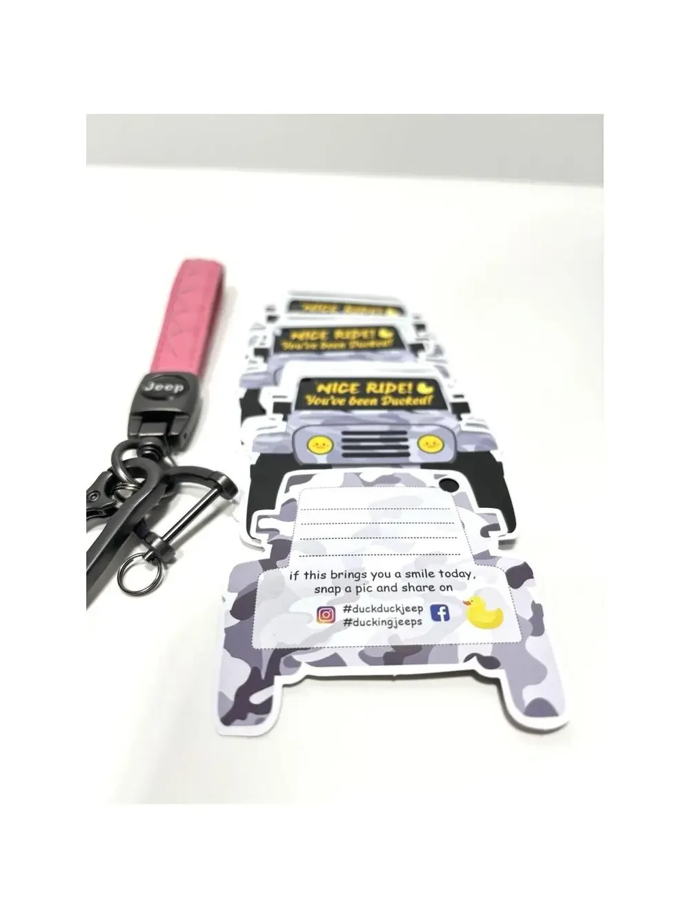 You’ve Been Ducked 25-Piece Card Game Set with Pink Off-Road Duck Keychain Tag